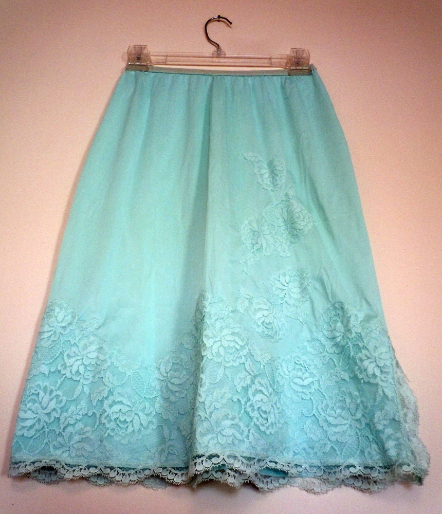 Baby Blue Lace Vintage Half Slip Blue Half by fashionREdesign
