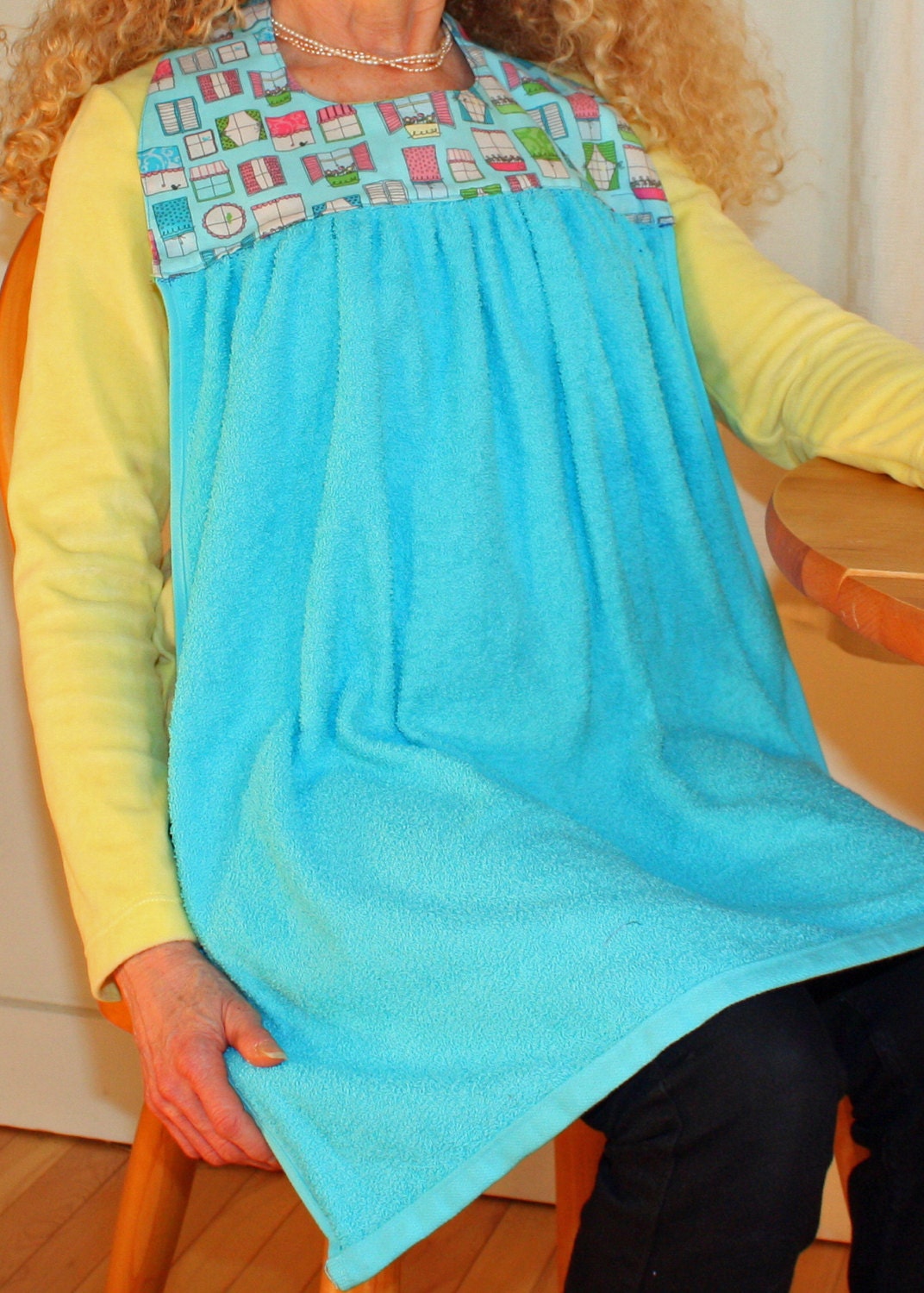 Adult Bib in Vintage Windows Print by BlueStarVermont on Etsy