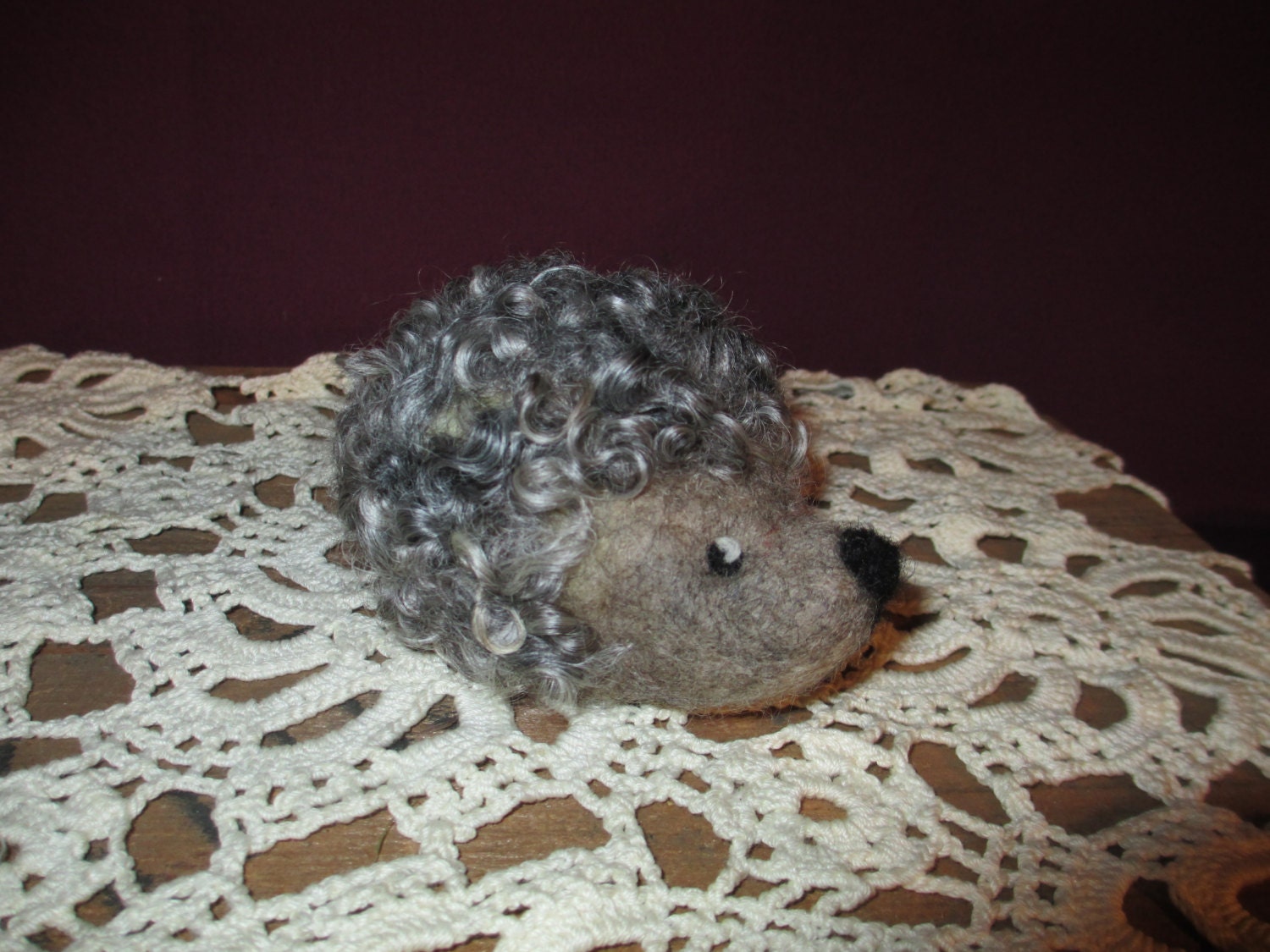 Needle Felted Papa Hedgehog 100% Wool Eco Friendly