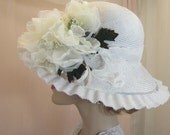 Large brimmed hat with scallopped edge for Downton Abbey event