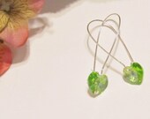 Striking Light Spring Green Heart Swarovski Crystal Earrings (Pantone Tender Shoots)