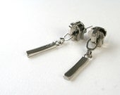 Silver zipper earrings, large long earrings, minimalist, industrial, nickel finish, metallic earrings (6)