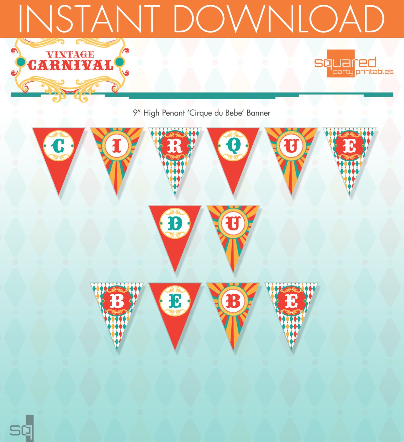 Vintage Circus Carnival Printable Cirque du Bebe Banner - DIY Print - Do-It-Yourself - Instant Download Il_570xn