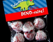 INSTANT DOWNLOAD - Printable Valentine Treat Bag Toppers - You're DINO-mite Valentine Il_170x135