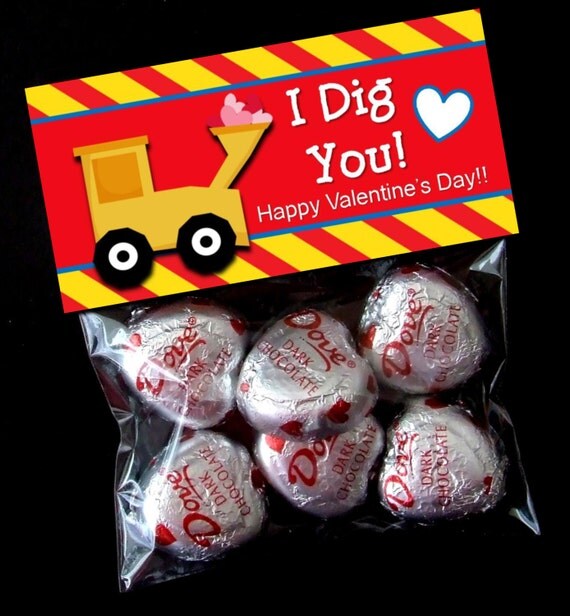 INSTANT DOWNLOAD - Printable Valentine Treat Bag Toppers - I Dig You Valentine Il_570xn