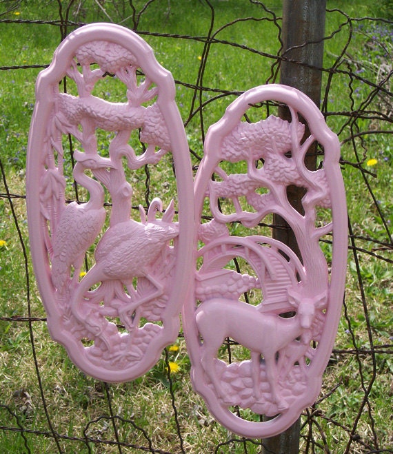 Pink Glossy Wall Decor - Flamingo, Deer, Nature Scenes, Bonzai Trees - Set of 2