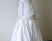 Clearance Sample: One-Of-A-Kind wedding gown, Off White illusion over Silk dupioni  handmade in Canada