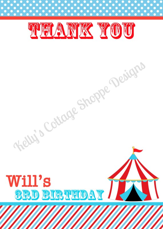 Circus Thank You Notes... Custom, Printable, Digital Il_570xn