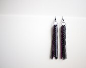 Flashy Multi Chain Pink and Black Dangle Earrings by Cre8tivesoul