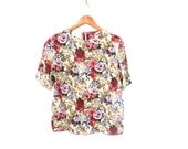 Vintage Floral Silk Blouse