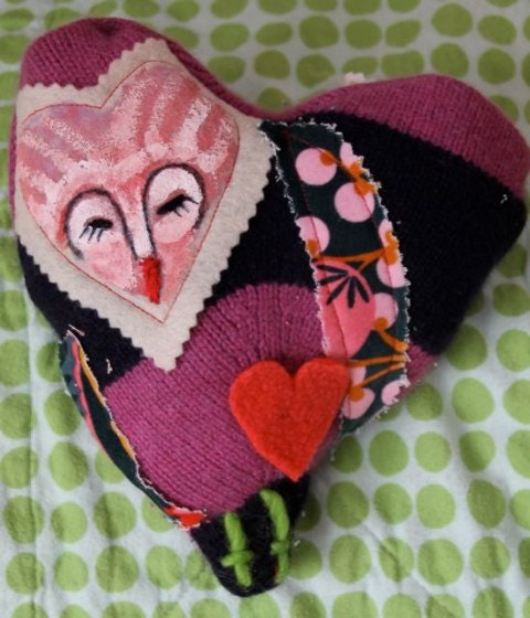 Owl will always love you.....upcycled knit mixed media owl