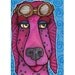 ACEO Original Dog, Aviator Abby in Bright Fuchsia Pink