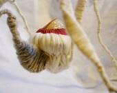 Large Disease Bug: Fiber sculpture white and red, mixed media