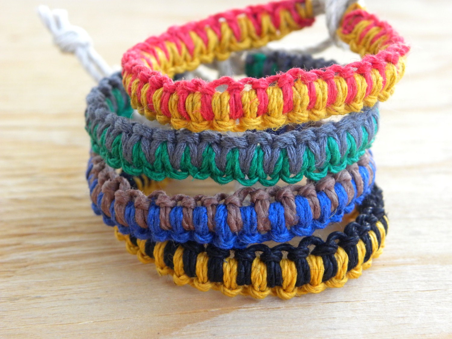 Harry Potter Hogwarts House Hemp  Bracelets - Gryffindor, Slytherin, Ravenclaw, Hufflepuff Hemp Bracelets - Nerd Jewelry - Geeky Bracelets