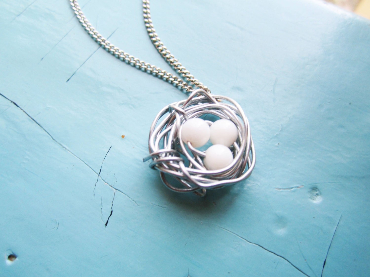 Bird Nest With Eggs Necklace