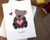 Koala Anniversary / Mother's Day Card "I heart you"