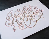 Curly-Q Birthday Card - "Happy Birthday" - Pink