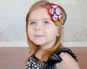 Red, Black & White Felt  Flower Headband or HAIR Clip- Harlequin Felt Flower - Newborn - Infant -Toddler - Girl - Teen -Adult - Photo Prop