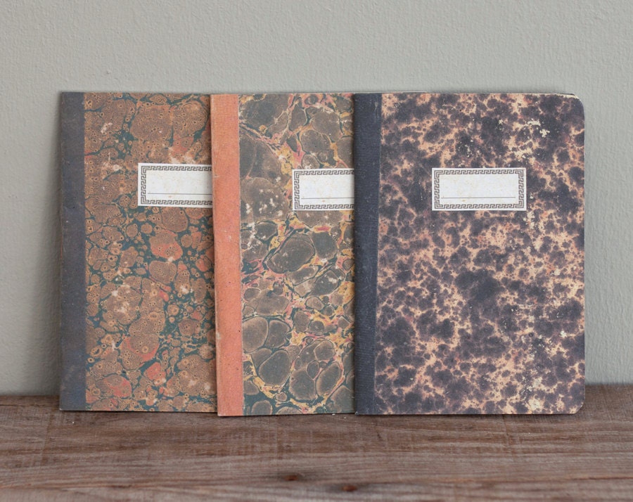 Lot of 3 notebooks - marbled paper - MAR6003L3
