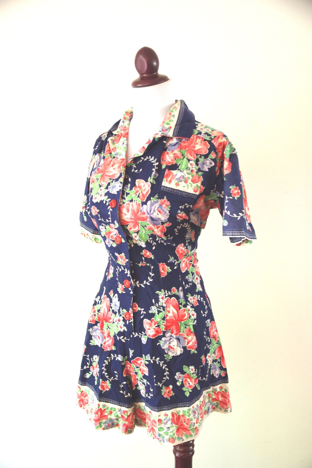 Vintage 1940s Pin Up Play Suit and Matching Skirt