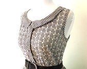 Reserved Vintage 1950s Black and White Check Day Dress