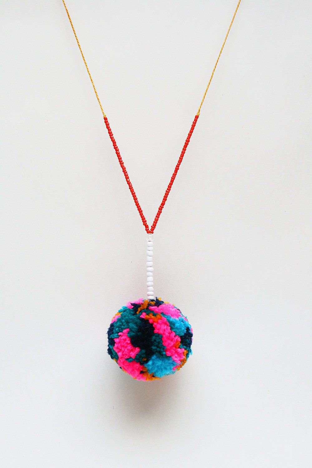 Colourful Pom Pom Necklace - one of a kind