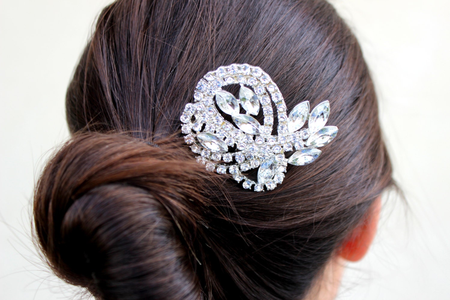 Catherine Style - Wedding Hair Comb Brooch Bridal Hair Comb Rhinestone Hair Comb Silver Crystal Hairpiece
