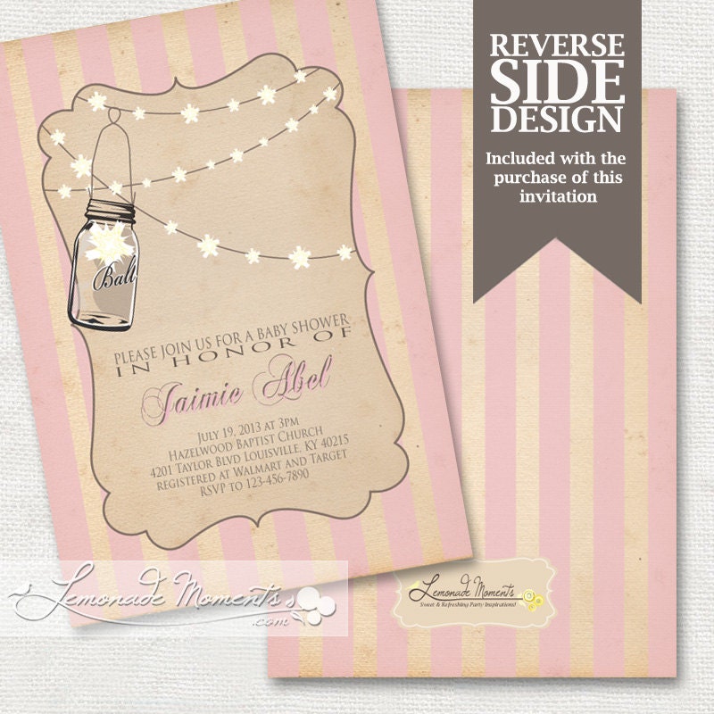Mason Jar Lights - Printable Birthday or Wedding / Baby Shower Invitation