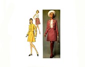 Vintage 1960s Sewing Pattern Mod Nehru Collar Jacket Dress 32 1/2 Bust Simplicity 8590  UNCUT FACTORY FOLDED