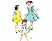 Vintage 50s Toddler Sewing Pattern Girls Pinafore Apron Dress Infant Dress Sundress Size 1 Toddler Butterick 7230