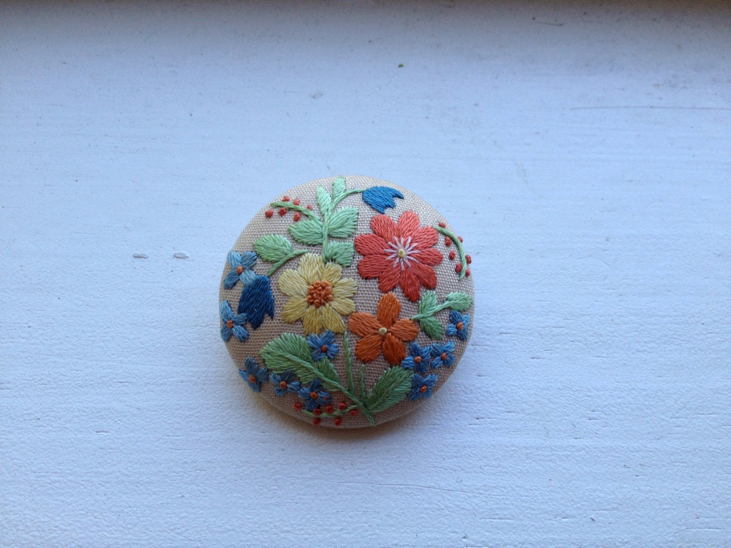 vintage embroidered spring bouquet brooch