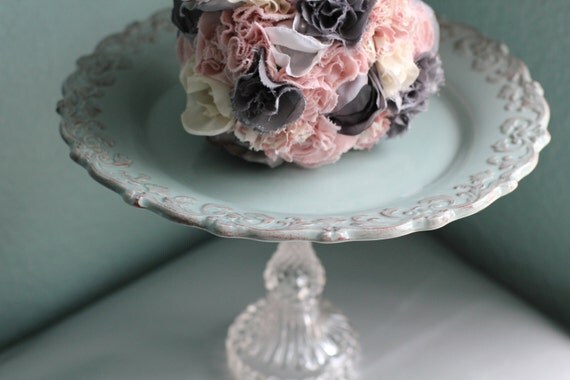 Robin Egg Blue Cake Stand / Vintage-Inspired Parisian Wedding Cake Stand / French Provincial Dessert Pedestal / Cupcake Stand