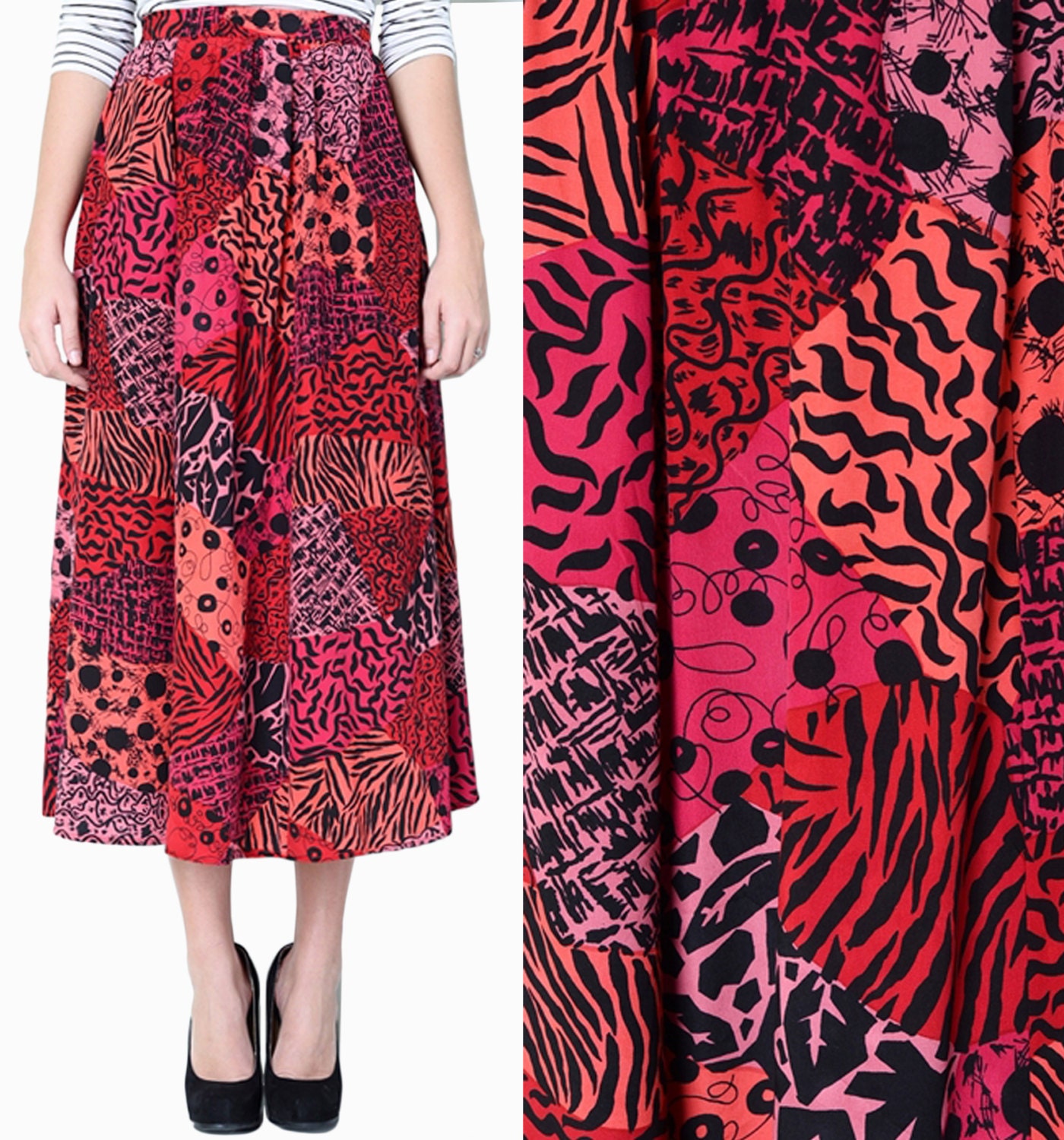 Vtg 90s Silk DIANE Von FURSTENBERG- Ethnic Printed Skirt