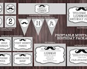 Mustache Birthday Party Package - PRINTABLE