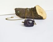 Amethyst Single Stone Necklace, Purple Nugget Stone Necklace, Amethyst Jewelry, February Stone Aquarius