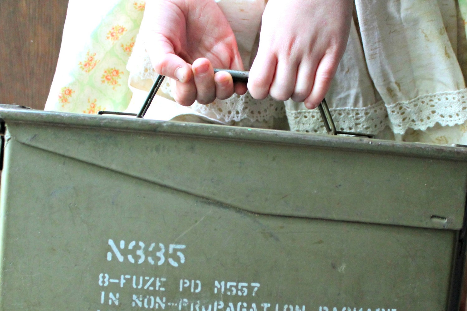 Vintage Military Metal Case Ammo Box Heavy Duty Storage Trunk Industrial Decor