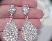 Bridal Jewelry - Rhinestone Earrings - Large - Teardrops - Sterling Silver posts - Best Seller - Bridesmaids - Prom - gift-