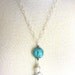 Sterling silver chain necklace, blue Boro glass bead, freshwater pearl, sea glass, sterling silver star fish and sand dollar charm, summer