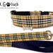Tan Plaid Dog Collar & Leash Set, Pick Size - Free Charm