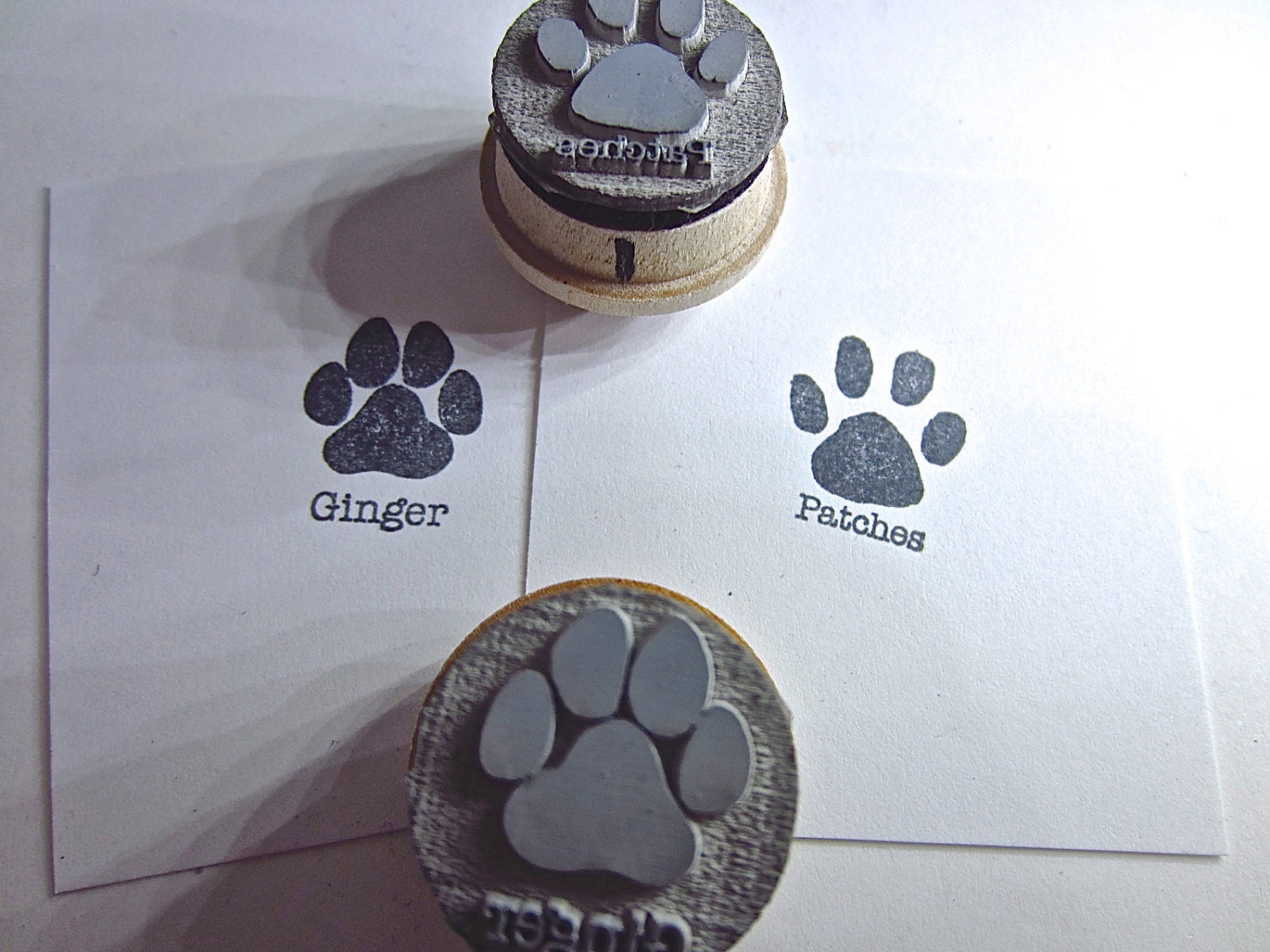 Personalized Dog Paw Cat Paw Print Silhouette Rubber Stamp Stamp