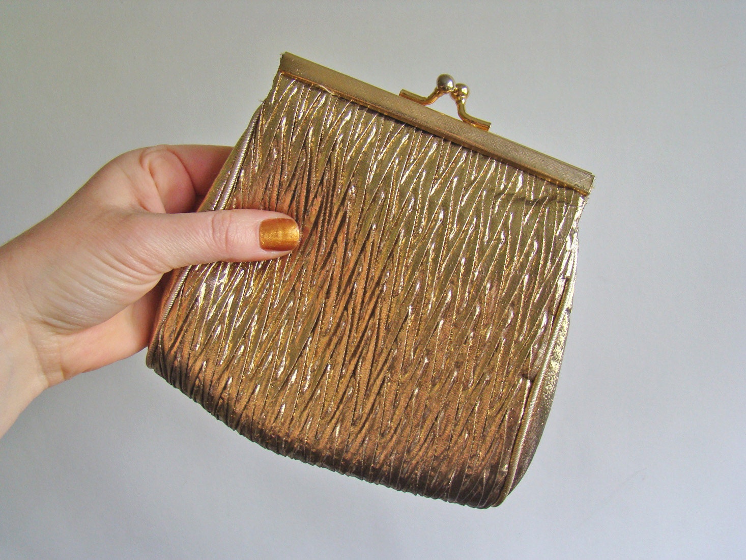 vintage textured Great Gatsby gold lamé evening bag