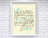 Life is short... Typography Art, 11x14