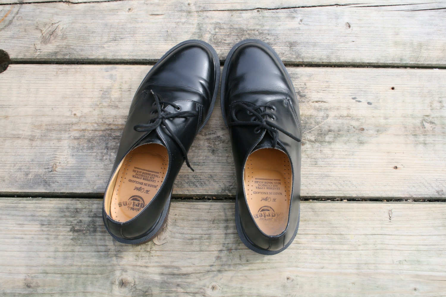 Vintage Black Leather Doc Marten Shoes UK Mens 8.5 - EU 43 - USA 9
