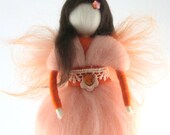 Peach Fairy Needle Felted Waldorf Fairy Ornament Fairytale Decoration Soft Sculpture Art Doll