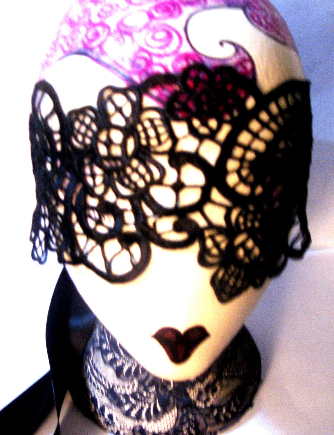 Face mask black lace masquerade headpiece