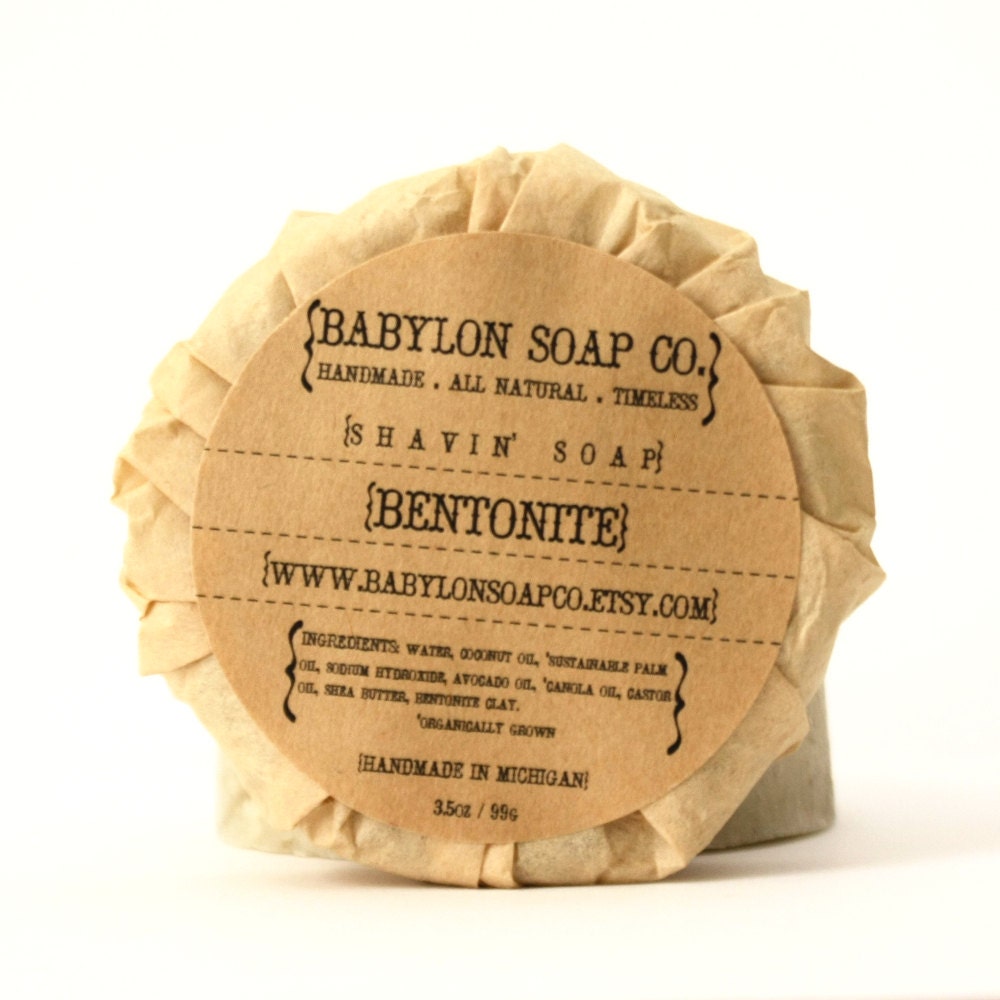 Shave Soap . Bentonite Clay Shaving Soap . All Natural Soap . Handmade Soap . Fragrance Free Soap . Vegan Friendly Soap