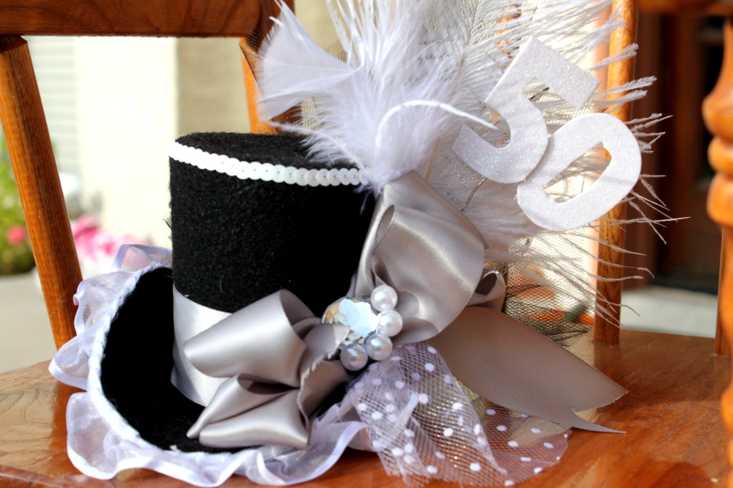 Mini Top Hat - Crystal a Top Hat - Woman Clothing, Fiftieth Anniversary - Mad Hatter, Circus - Girls Party - Photo Prop - Krown Kreations Il_570xn