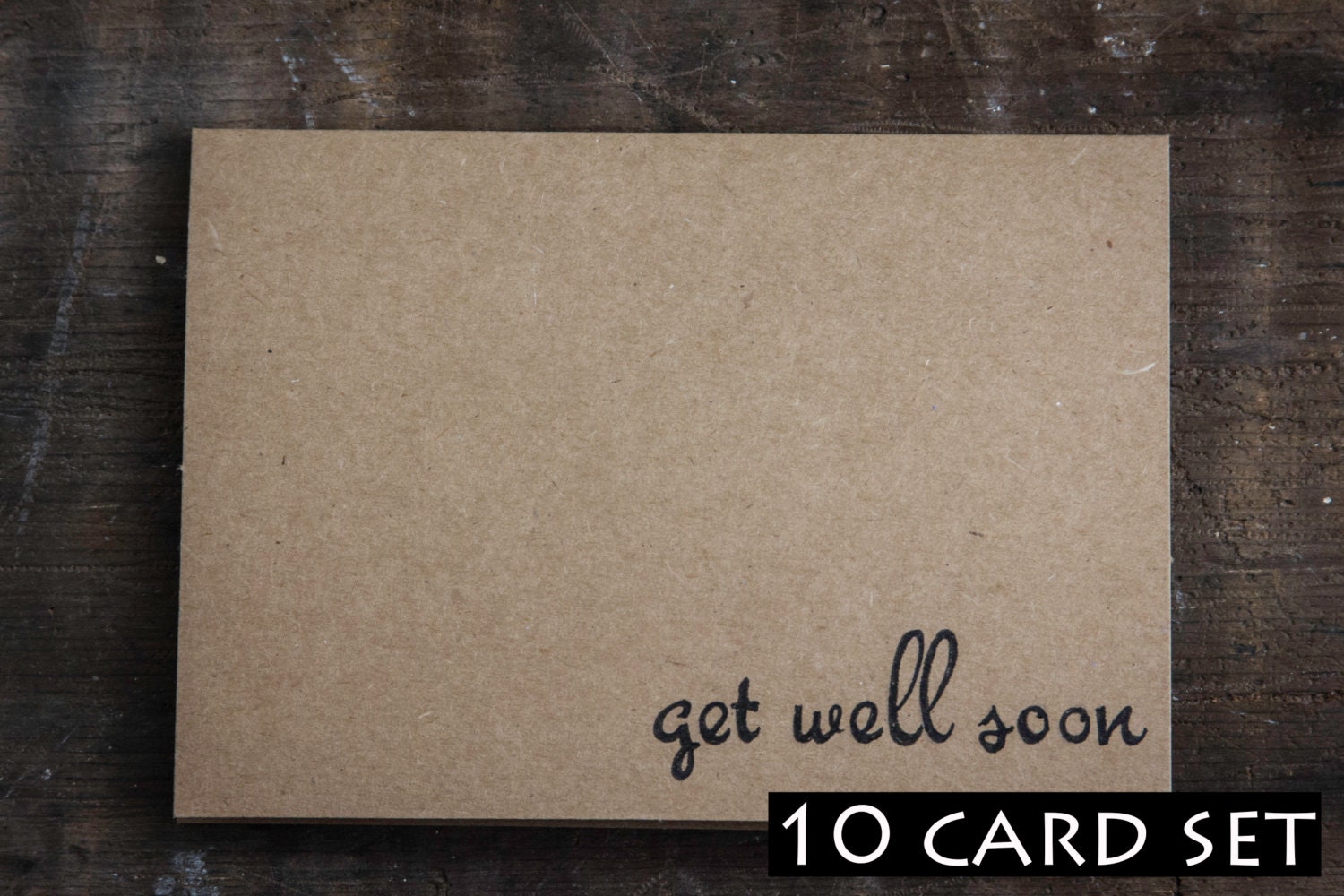 Get Well Soon - Set of 10 -  Blank Simple Card - Paper Goods - Hand Made Card - Blank Greeting Card