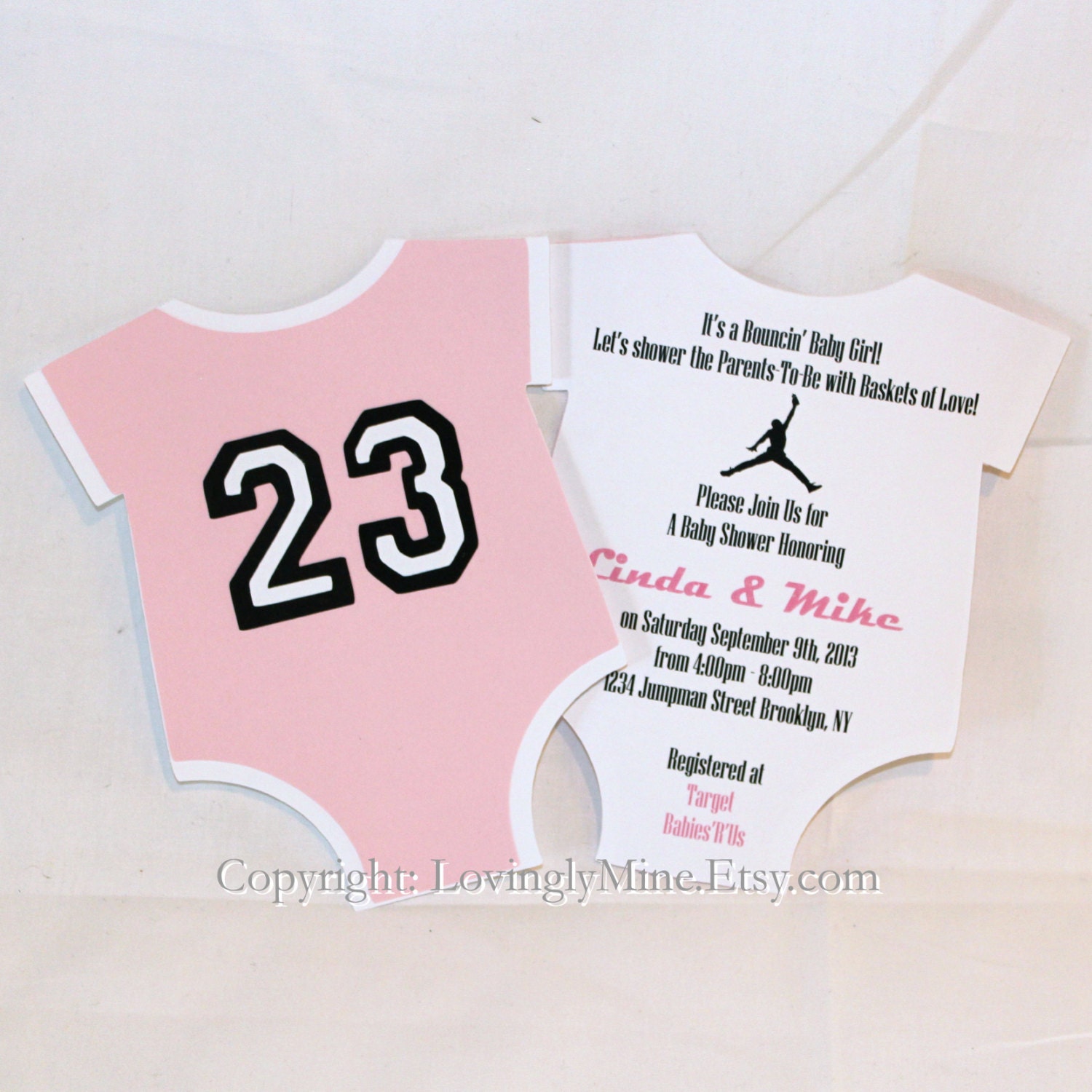 Jordan Jumpman Inspired Baby Shower Onsie  Invitations - Set of 6