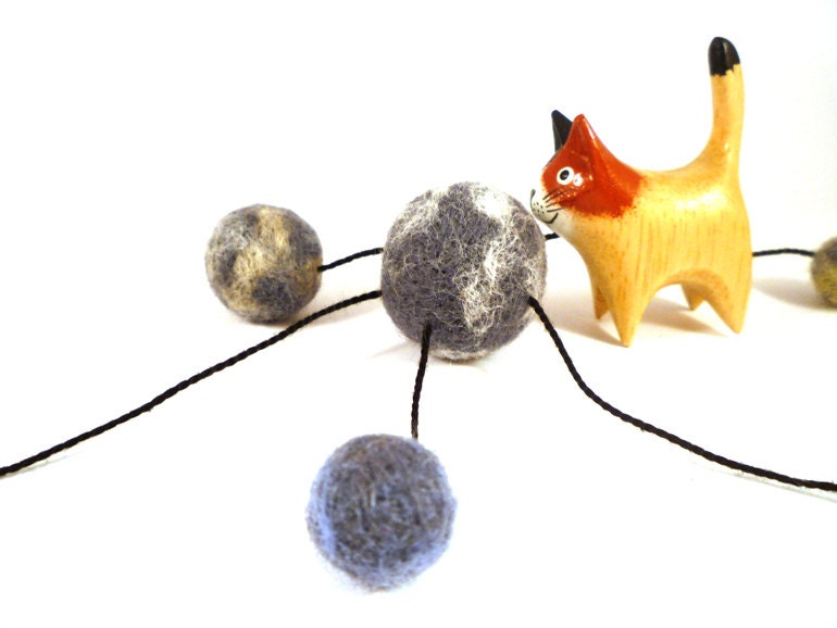 Planet Pluto and Orbiting Moons Catnip Cat Toy - Needle Felted Wool